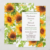 Sunflower Yellow Floral Weddenschap Kaart (Voorkant / Achterkant)