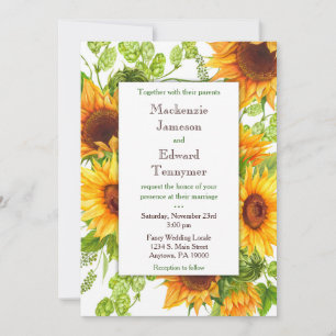 Sunflower Yellow Floral Weddenschap Kaart