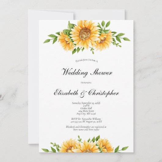 Sunflower Yellow Floral Weddenschap Shower Invitat Kaart (Voorkant)