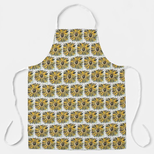 Sunflower Yellow Green Black Watercolor Style Art Schort (Voorkant)