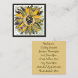 Sunflower Yellow Green Black Watercolor Style Art Vierkante Visitekaartje