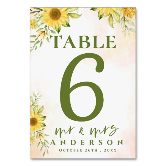 Sunflower Yellow New Mr en Mrs Cute Wedding Kaart (Voorkant)