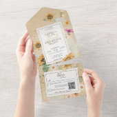 Sunflower Yellow QR-code All In One Uitnodiging (Afscheurbaar)