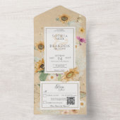 Sunflower Yellow QR-code All In One Uitnodiging (Binnen)
