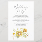 Sunflower Yellow Rustic Wedding Programme (Achterkant)
