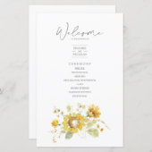 Sunflower Yellow Rustic Wedding Programme (Voorkant / Achterkant)