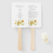 Sunflower Yellow Rustic Wedding Programme Handwaaier (Voorkant en achterkant)