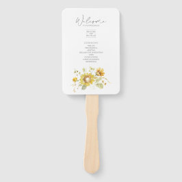 Sunflower Yellow Rustic Wedding Programme Handwaaier