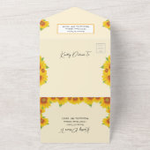 Sunflower Yellow Sinaasappel All in One Wedding In Uitnodiging (Buitenkant)