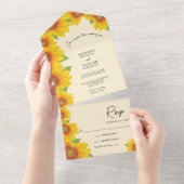 Sunflower Yellow Sinaasappel All in One Wedding In Uitnodiging (Afscheurbaar)