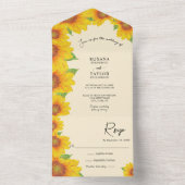 Sunflower Yellow Sinaasappel All in One Wedding In Uitnodiging (Binnen)