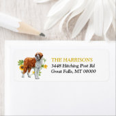 Sunflower Yellow St Bernard Dog Return Address Etiket (Insitu)