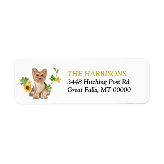 Sunflower Yellow Yorkshire Terrier Etiket (Voorkant)