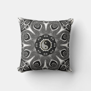 Sunflower YinYang Modern Tribal Art Cushion Kussen