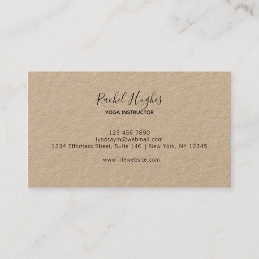 Sunflower Yoga Instructor Kraft Paper Visitekaartje (Achterkant)