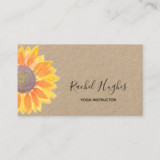 Sunflower Yoga Instructor Kraft Paper Visitekaartje (Voorkant)