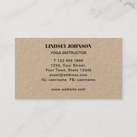 Sunflower Yoga Instructor Kraft Visitekaartje (Achterkant)