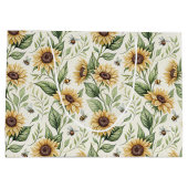 Sunflowers and Bumble Bees Floral Gift Bag Groot Cadeauzakje (Achterkant)