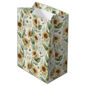 Sunflowers and Bumble Bees Floral Medium Cadeauzakje (Achterkant Gekanteld)