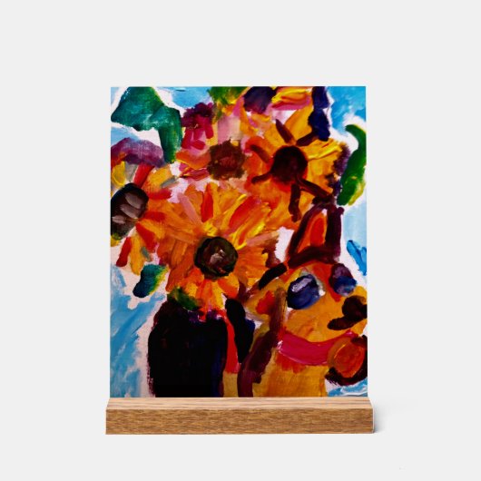 Sunflowers and chihuahua  acryl bord (Voorkant)