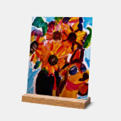 Sunflowers and chihuahua  acryl bord (Hoek)