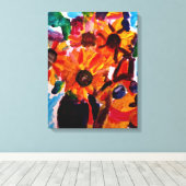 Sunflowers and chihuahua  canvas afdruk (Insitu (Houten vloer))