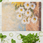 Sunflowers and Daisies on Rustic Table Theedoek (Gevouwen)