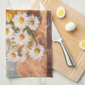 Sunflowers and Daisies on Rustic Table Theedoek (Quarter Fold)