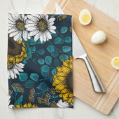 Sunflowers and daisies, summer garden 2 theedoek (Quarter Fold)