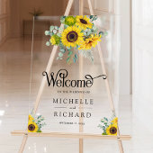 Sunflowers and Eucalyptus Wedding Welcome Acryl Bord