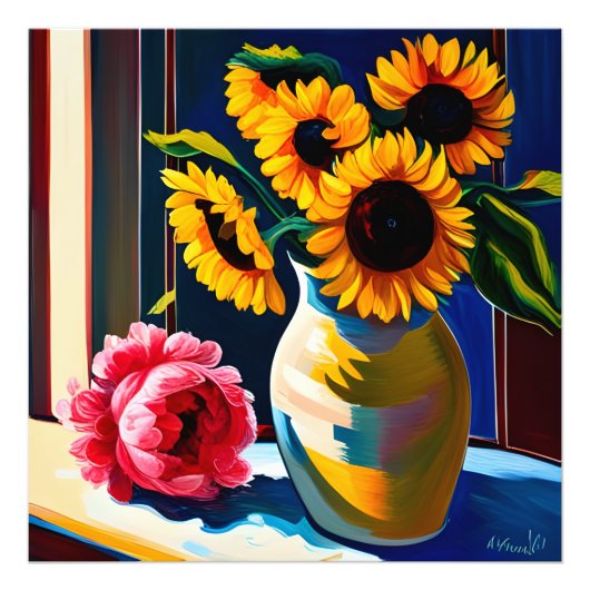 Sunflowers and peony poster (Voorkant)