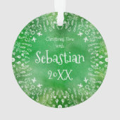 Sunflowers and  Rabbit on Green Christmas Ornament (achterkant)