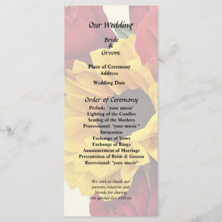 Sunflowers and Roses Bouquet Programmakaart