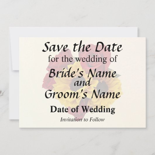 Sunflowers and Roses Bouquet Save The Date (Voorkant)
