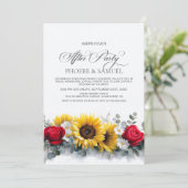 Sunflowers and Roses Wedding After Party Kaart (Staand voorkant)