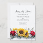 Sunflowers and Roses Wedding Save the Date (Voorkant)