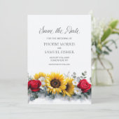 Sunflowers and Roses Wedding Save the Date (Staand voorkant)