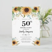 Sunflowers Birthday Invitation Kaart (Staand voorkant)