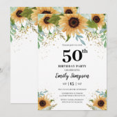 Sunflowers Birthday Invitation Kaart (Voorkant / Achterkant)