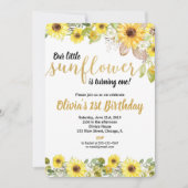 Sunflowers birthday party uitnodiging for girl (Voorkant)