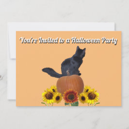  Sunflowers Black Cat Pumpkins Halloween Orange  Kaart