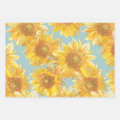 Sunflowers blue background inpakpapier vel (Voorkant)