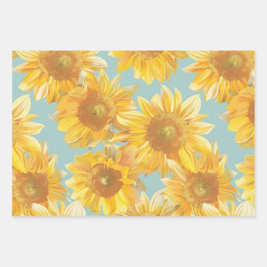 Sunflowers blue background inpakpapier vel (Voorkant)