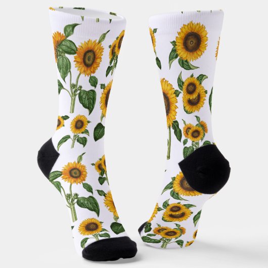 Sunflowers Botanical Greenery Sokken (Gebogen)