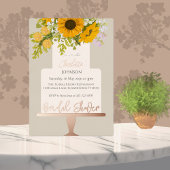 Sunflowers Bouquet Floral Cake Bridal Shower  Folie Uitnodiging