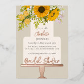 Sunflowers Bouquet Floral Cake Bridal Shower  Folie Uitnodiging (Voorkant)