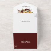  Sunflowers Burgundy Floral Wedding All In One Uitnodiging (Buitenkant)