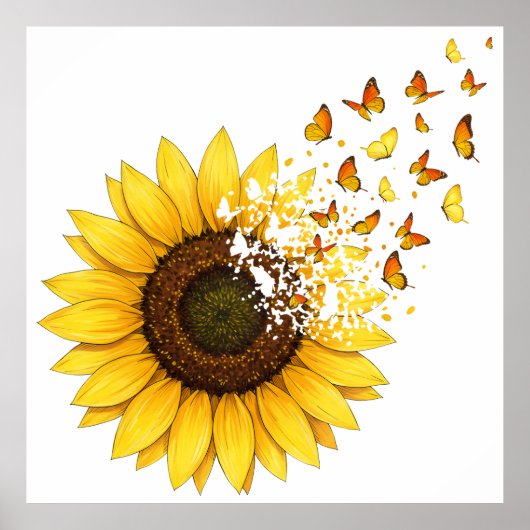 Sunflowers Butterflies Poster (Voorkant)