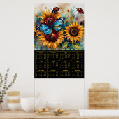 Sunflowers, Butterfly, and Ladybugs  Poster (Keuken)