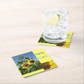 Sunflowers Cust. Text Paper Coaster Kartonnen Onderzetters (Insitu)